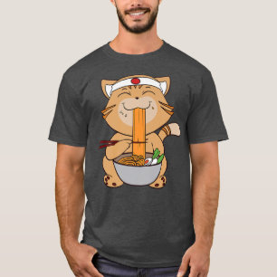 Adorable s And Cat Eating Bowl Of Ramen Noodles T-Shirt