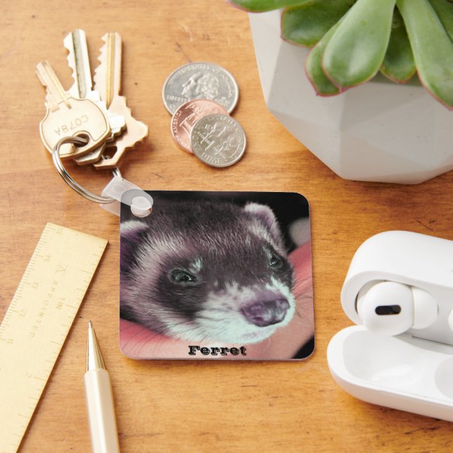 Adorable Sable Ferret Photo Key Ring (Desk)