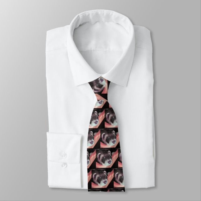Adorable Sable Ferret Photo Tie (Tied)