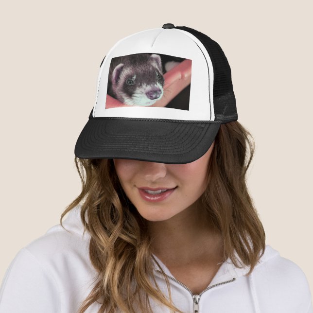 Adorable Sable Ferret Photo Trucker Hat (In Situ)