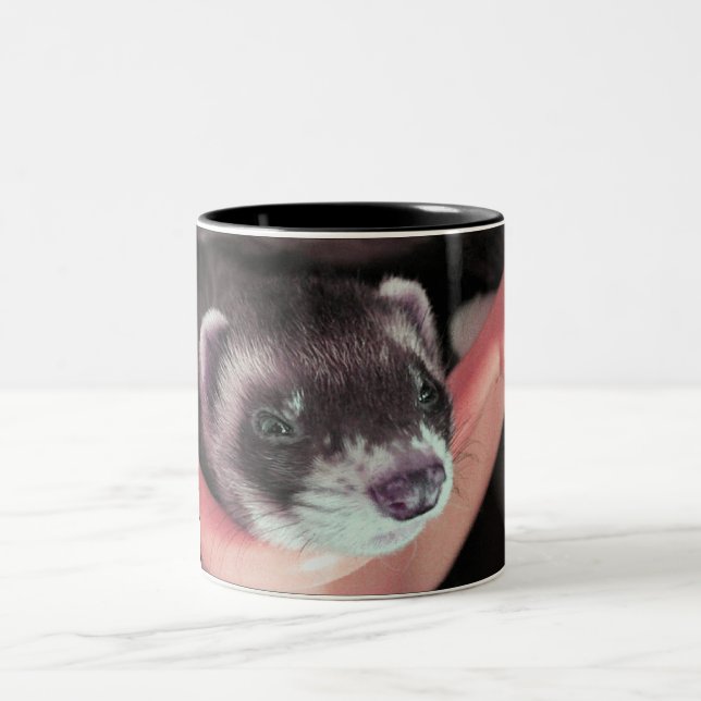 Adorable Sable Ferret Photo Two-Tone Coffee Mug (Center)