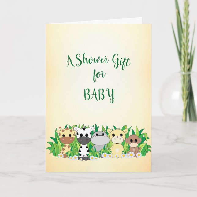 Adorable Safari Animals Baby Shower Card (Front)