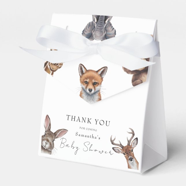 Adorable safari animals baby shower  favour box (Front Side)