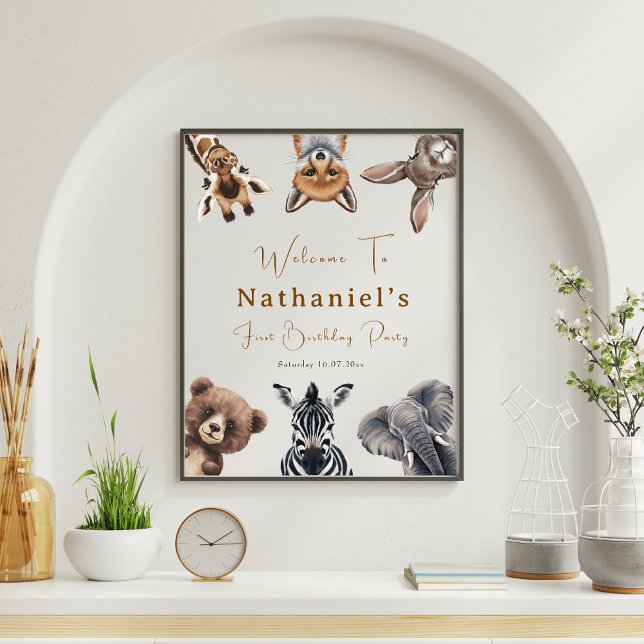 Adorable Safari  Animals Birthday welcome sign  (Creator Uploaded)