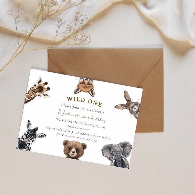 Adorable  Safari  forest Animals Birthday   Invitation (Creator Uploaded)