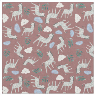 Adorable safari zebra animals jungle material pink fabric