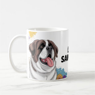 "Adorable Saint Bernard with Sunflowers Coffee Mug