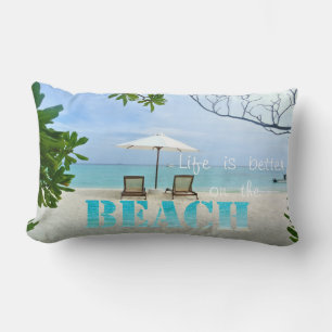 Adorable Sand, Ocean , Beach Chairs Lumbar Cushion
