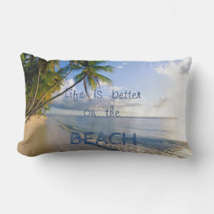 Adorable Sand,Sea,Sky,Beach,Palm Lumbar Cushion