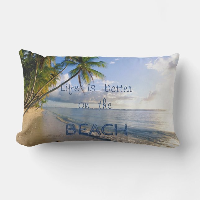 Adorable Sand,Sea,Sky,Beach,Palm Lumbar Cushion (Front)