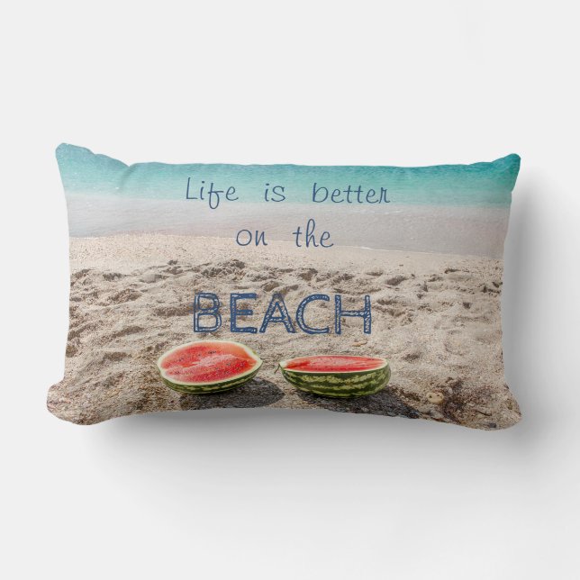 Adorable Sand,Sea,Watermelon,Beach Lumbar Cushion (Front)