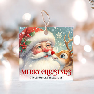 Adorable Santa and Rudolph Christmas Gift Tags