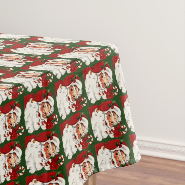 Adorable Santa Claus, Candy Cane Christmas Tablecloth (In Situ)