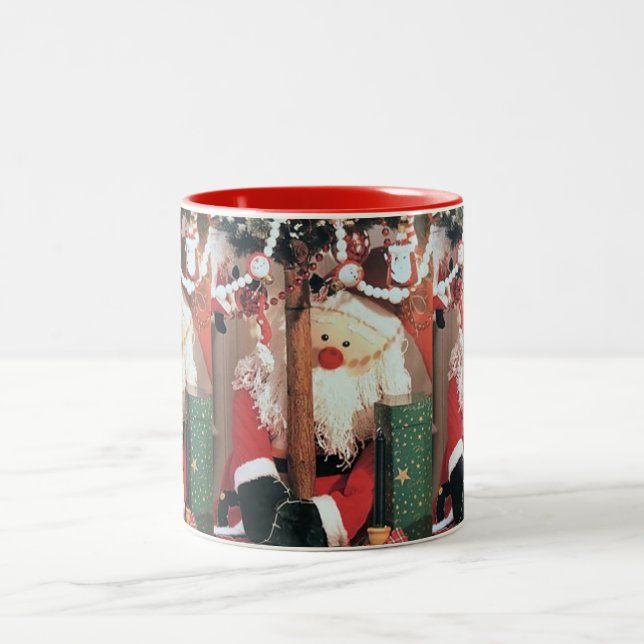 **ADORABLE SANTA CLAUS** CHRISTMAS Two-Tone COFFEE MUG (Center)