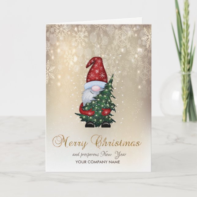 Adorable Santa Claus Pine Tree Snowflakes Holiday Card (Front)
