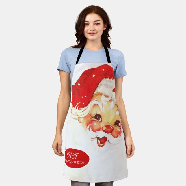 Adorable Santa Claus Red Holiday Apron (Worn)