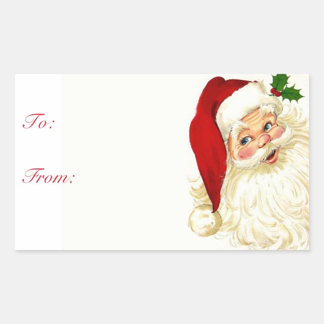 Adorable Santa Clause Christmas Gift Tag Stickers (Front)