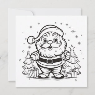 Adorable Santa Colouring Christmas Kids Craft Holiday Card
