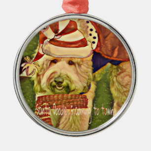 Adorable Santa Labradoodle Christmas ornament