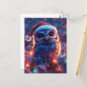 Adorable Santa Owl Postcard