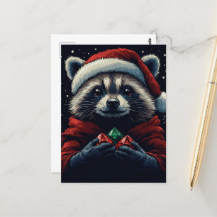 Adorable Santa Racoon Postcard
