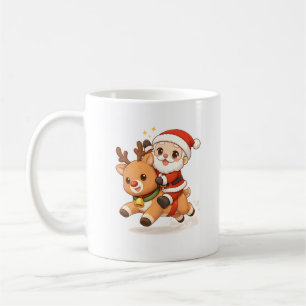 Adorable Santa & Reindeer Christmas Mug