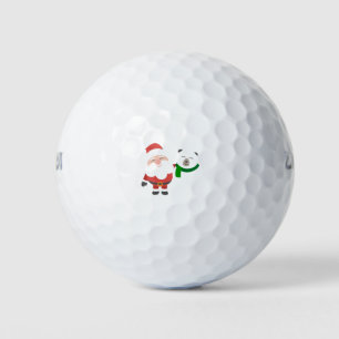 Adorable Santa With Polar Bear Golf Balls