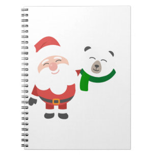 Adorable Santa With Polar Bear Notebook