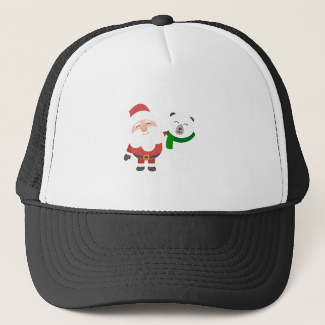 Adorable Santa With Polar Bear Trucker Hat (Front)