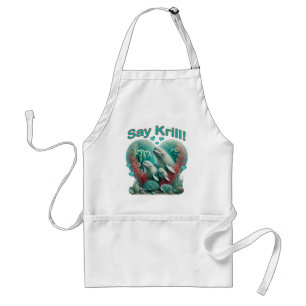 Adorable "Say Krill" Whale Family Portrait Standard Apron