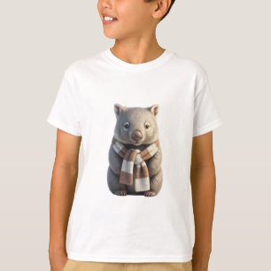 Adorable Scarfed Wombat Illustration Kids T-Shirt