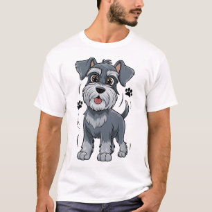 Adorable Schnauzer Pup Illustration With Big Eyes T-Shirt