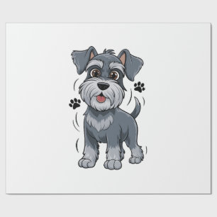 Adorable Schnauzer Pup Illustration With Big Eyes Wrapping Paper