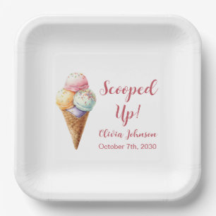 Adorable Scooped Up Ice Cream Bridal Shower Paper Plate