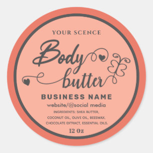 Adorable script butterfly body butter label