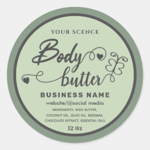 Adorable script butterfly body butter label