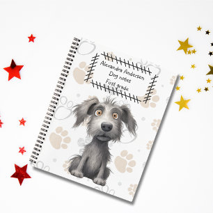 Adorable Scruffy Grey Dog on Paws Print Notebook