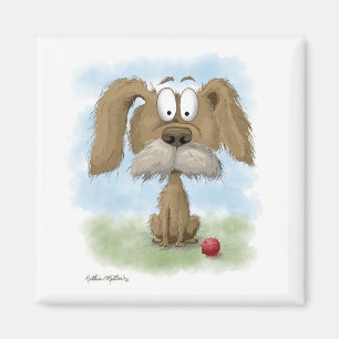 Adorable Scruffy Mutt Cartoon Magnet