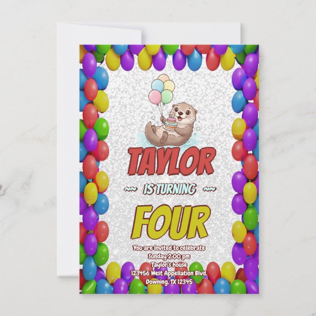 Adorable Sea Otter Birthday Invite (Front)