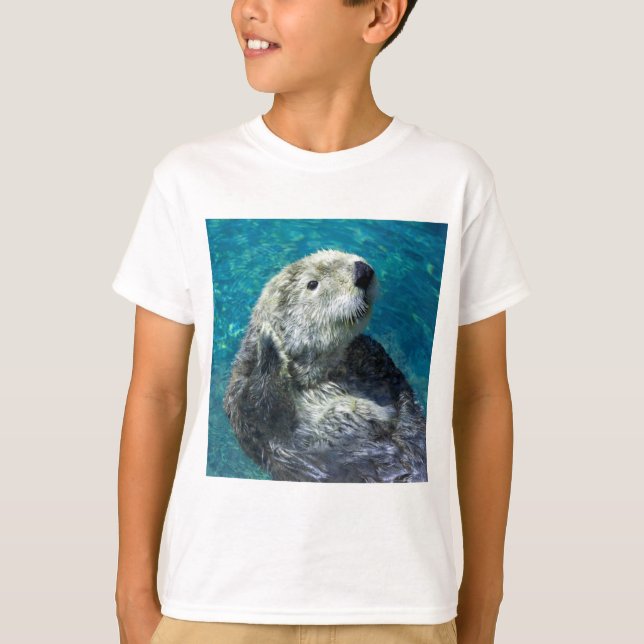 Adorable Sea Otter Cute Blue Water T-Shirt (Front)