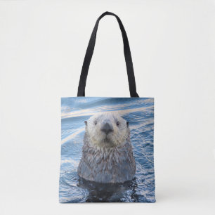 Adorable Sea Otter Peeks Tote Bag