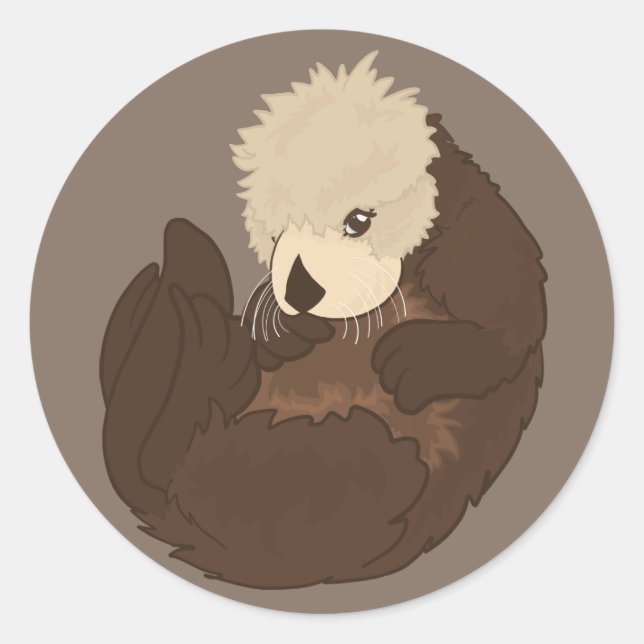 Adorable Sea Otter Sticker Design (Front)
