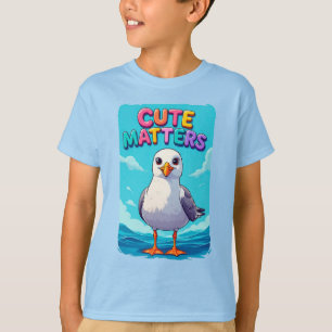 Adorable Seagull On Beach With Colourful Text T-Shirt