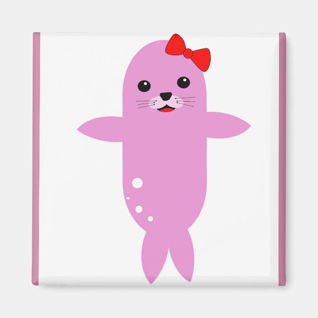 Adorable seal red bow magnet (Front)