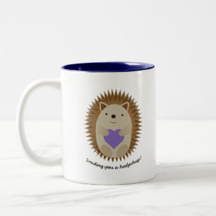 Adorable Sending You A Hedgehug Hedgehog Two-Tone Coffee Mug