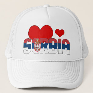 Adorable Serbia Flag Hearts Patriotic Trucker Hat