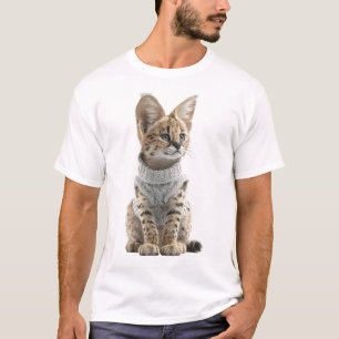 Adorable Serval Kitten in Knitted Sweater