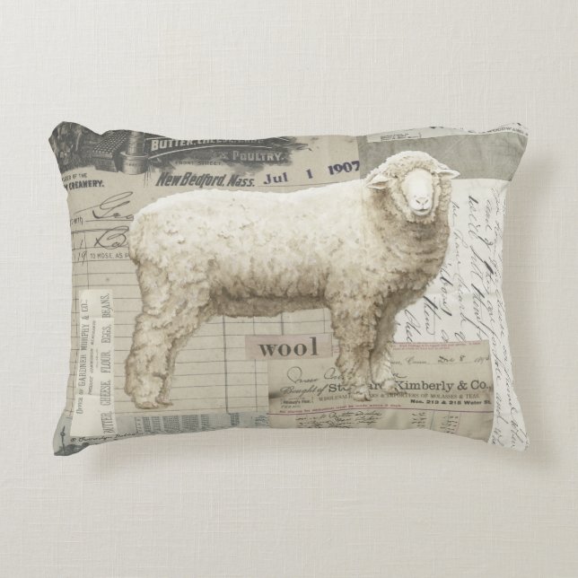 Adorable sheep farmhouse style pillow (Front)