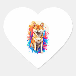 Adorable Shiba Inu Heart Sticker