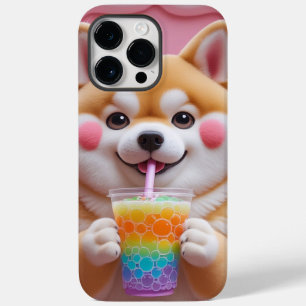 Adorable Shiba Inu with Rainbow Bubble Tea Phone Case-Mate iPhone 14 Pro Max Case